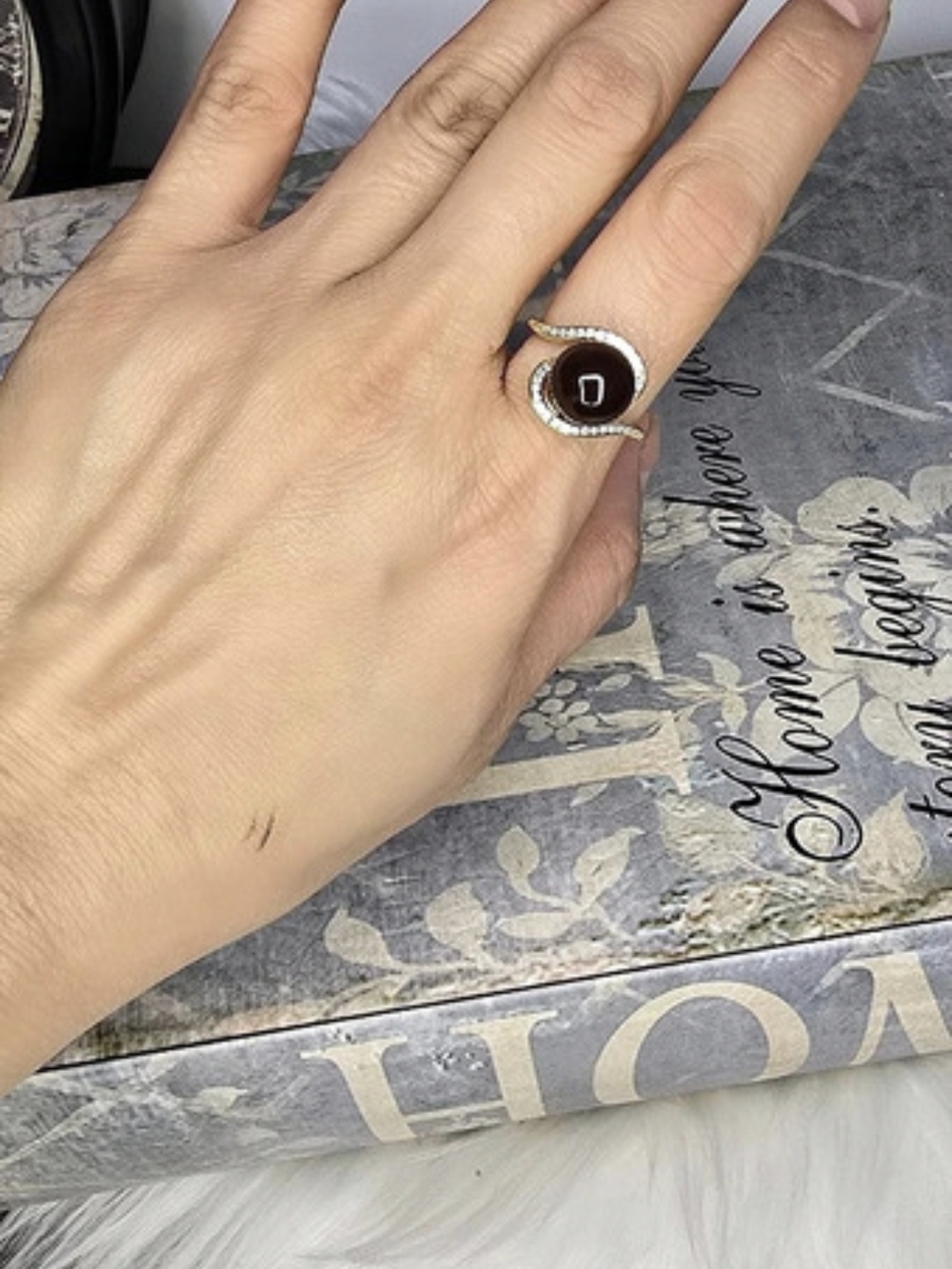 Gift For Her Natural  Blood Amber Cocktail Ring, Stamped S925, Adjustable